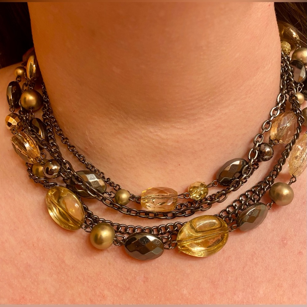 Gold and Black Statement Choker Necklace